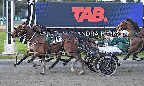 Sugar Ray Robinson (Peter Ferguson) pips Tyson, obscured, on Friday night. PHOTO: Megan Liefting/Race Images.