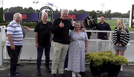 The Rabbitt connection - front and centre, Alana Rabbitt and partner Brad Baine giving the thumbs up in the winner’s circle.