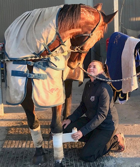 (Let’s) Strike The Gold, pictured with trainer Anthony Butt’s partner Sonya Smith, won 15 races for Lincoln Farms.