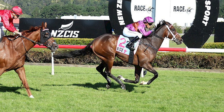 Platinum Attack downs Saturday’s rival Navigator last start in the Lightning at Trentham. PHOTO: Peter Rubery/Race Images.