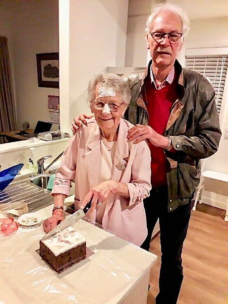 Phil Cook with Joan Grice on her 96th birthday.
