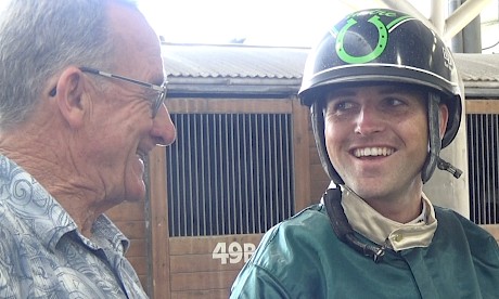 Driver Andre Poutama and co-trainer Ray Green … working out Sammy Lincoln.